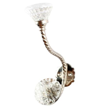 Clear Cut Oval Shape Glass Brass Hook